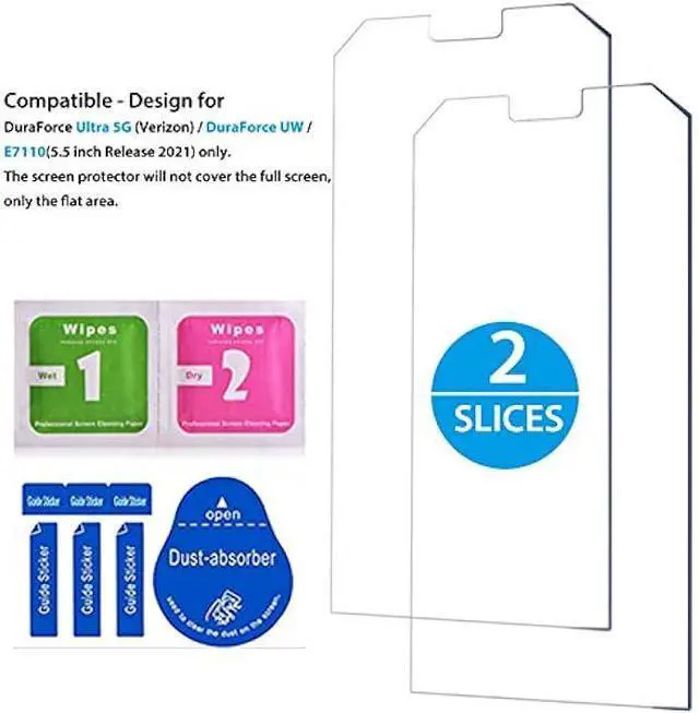 Alt view image 2 of 6 - Ailiber Compatible with Kyocera DuraForce Ultra 5G Screen Protector [2 Pack] DuraForce UW E7110 Tempered Glass Film Anti-Scratch Hardness HD Clear Case Friendly for Dura Force Ultra 5G (Verizon 2021)
