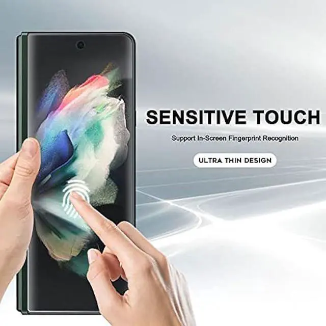 Alt view image 2 of 5 - (3 Sets) Full Coverage Protector Compatible for Samsung Galaxy Z Fold 3 5G (Not Glass) Upgraded High Definition Edge to Edge HD Anti-Scratch