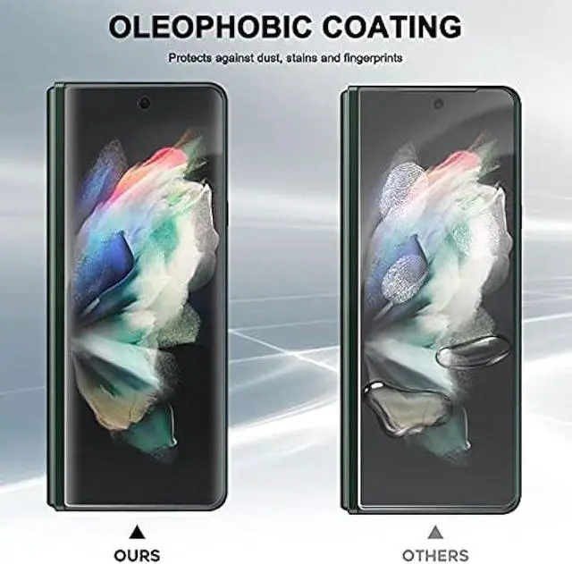 Alt view image 4 of 5 - (3 Sets) Full Coverage Protector Compatible for Samsung Galaxy Z Fold 3 5G (Not Glass) Upgraded High Definition Edge to Edge HD Anti-Scratch