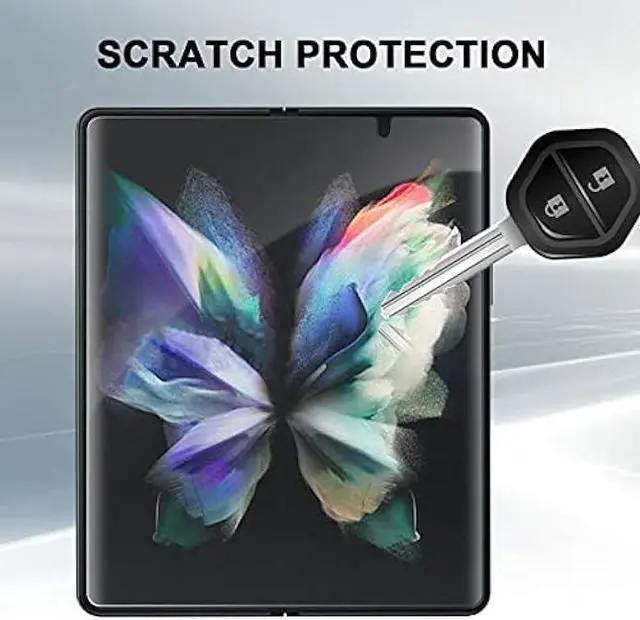 Alt view image 5 of 5 - (3 Sets) Full Coverage Protector Compatible for Samsung Galaxy Z Fold 3 5G (Not Glass) Upgraded High Definition Edge to Edge HD Anti-Scratch