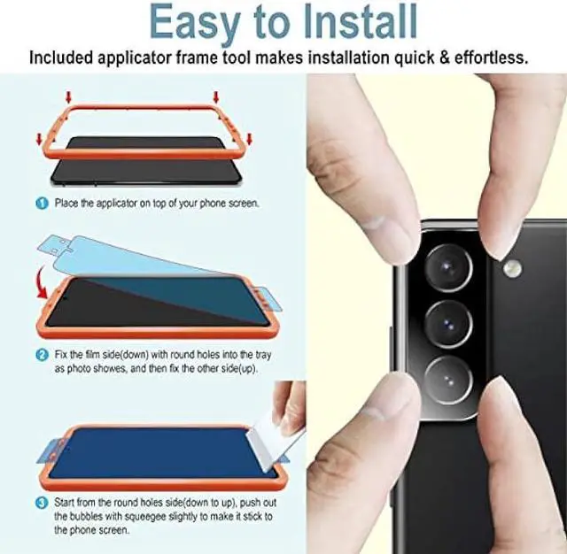 Alt view image 5 of 5 - [3+2 Pack] For Galaxy S22 Screen Protector & Camera Lens Protector for Samsung Galaxy S22 5G, 6.1 Inch, 7H Hybrid Film[Fingerprint Unlock][Anti-Scratch]