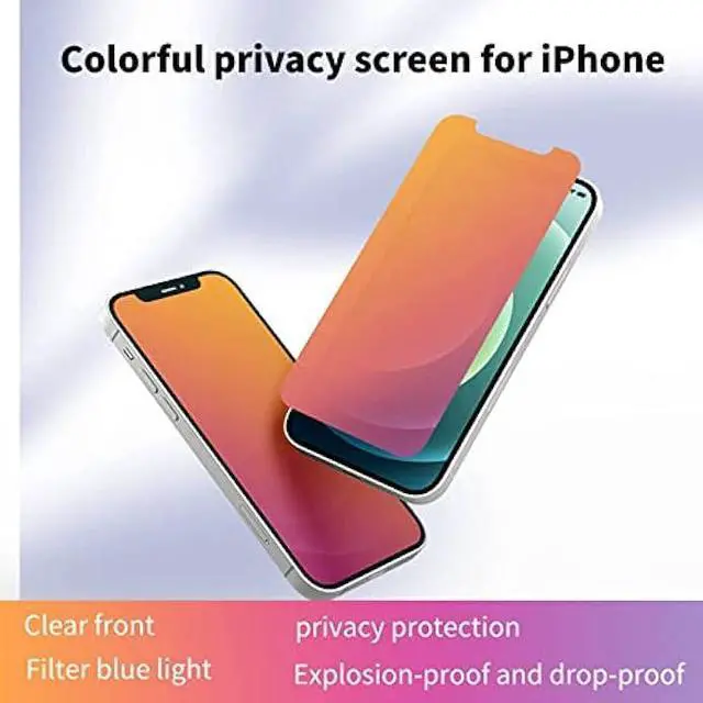 Alt view image 3 of 5 - Privacy Screen Protector for iPhone 12 Pro/iPhone 12 (6.1 inch)- Flexible film, Gradient Colorful, Anti-blue light, anti-glare, filter screenultraviolet