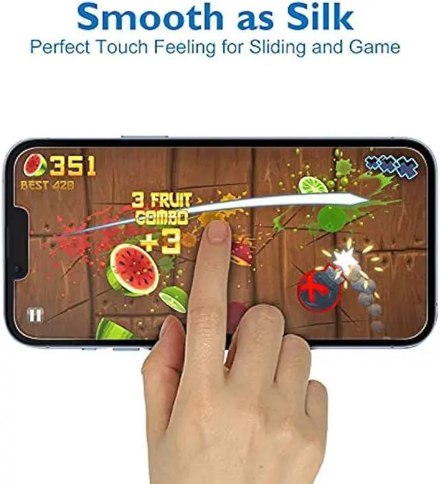 Alt view image 2 of 6 - Mothca 2 Pack Matte Glass Screen Protector for iPhone 13 [6.1 inch] with 2 Pack Camera Lens Protector, Anti-Glare & Anti-Fingerprint Tempered Glass Film, Case Friendly Bubble Free Smooth as Silk