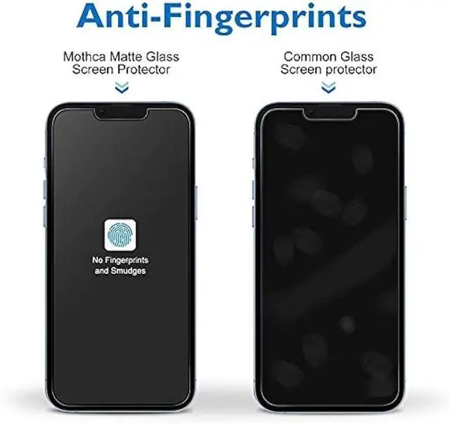 Alt view image 4 of 6 - Mothca 2 Pack Matte Glass Screen Protector for iPhone 13 [6.1 inch] with 2 Pack Camera Lens Protector, Anti-Glare & Anti-Fingerprint Tempered Glass Film, Case Friendly Bubble Free Smooth as Silk