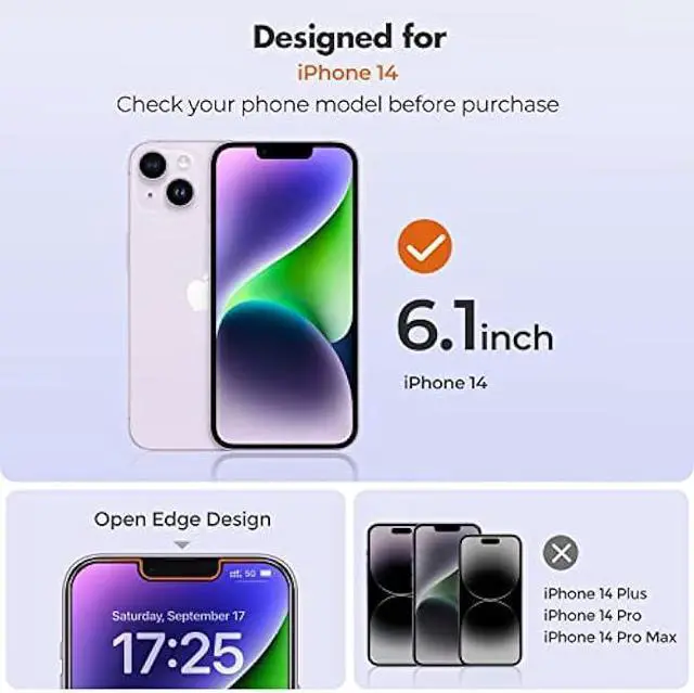 Alt view image 2 of 5 - UNBREAKcable 3-Pack Screen Protector for iPhone 14, Double Shatterproof Tempered Glass [Easy Installation Frame] [9H Hardness] [99.99% HD Clear] [Case Friendly] for iPhone 6.1 inch