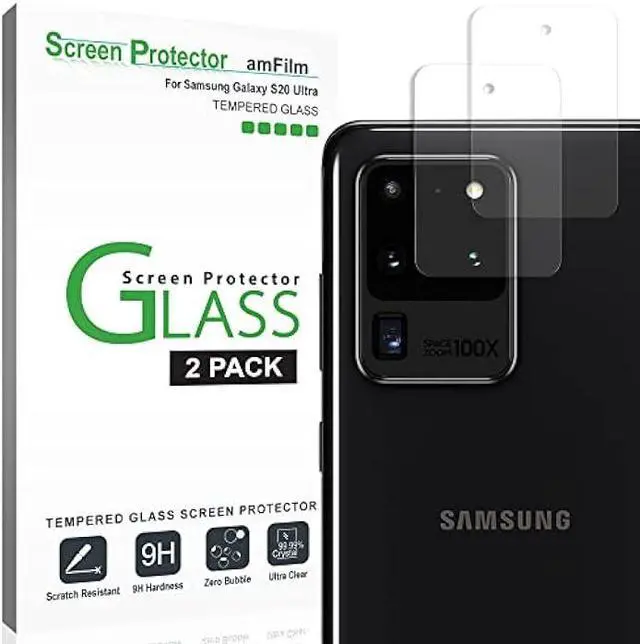 Main image of amFilm Back Camera Glass Screen Protector for Samsung Galaxy S20 Ultra Rear-Facing (Back) Camera Protector (2 Pack)