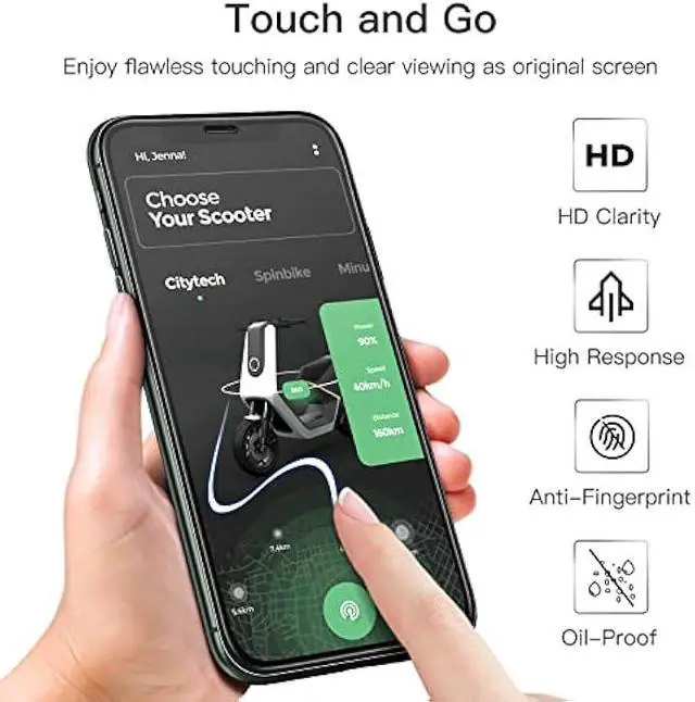 Alt view image 6 of 6 - JETech Full Coverage Screen Protector for iPhone 11 Pro/X/XS 5.8-Inch, Black Edge, 9H Tempered Glass Film Case-Friendly, HD Clear, 3-Pack