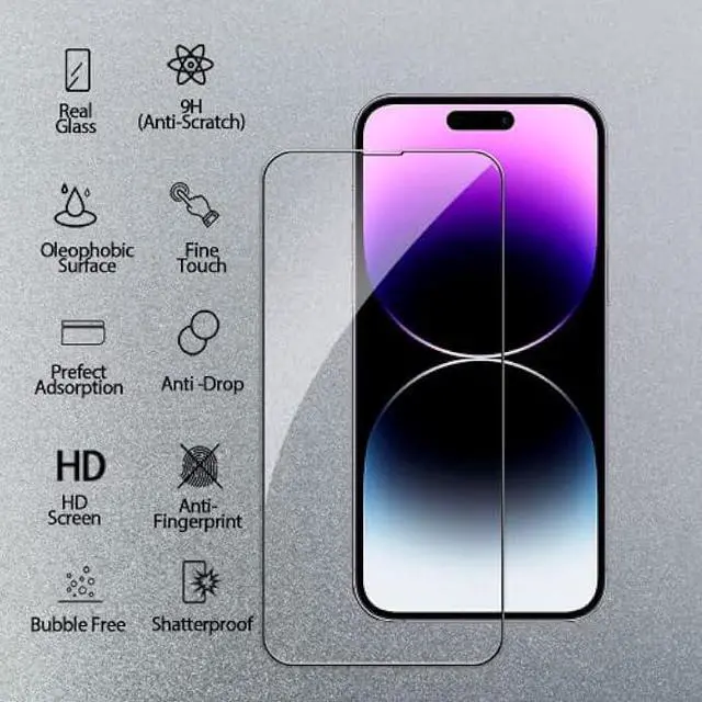 Alt view image 2 of 5 - Screen Protector for iPhone 14 Pro Max, 2 Pack Front Screen and 2 Back Glass Protector,2 Pcs Camera Lens Protector, 9H Hardness Protective Film,Easy Installation with Alignment Tool