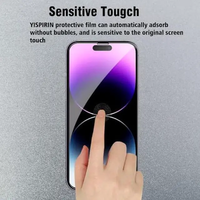 Alt view image 3 of 5 - Screen Protector for iPhone 14 Pro Max, 2 Pack Front Screen and 2 Back Glass Protector,2 Pcs Camera Lens Protector, 9H Hardness Protective Film,Easy Installation with Alignment Tool