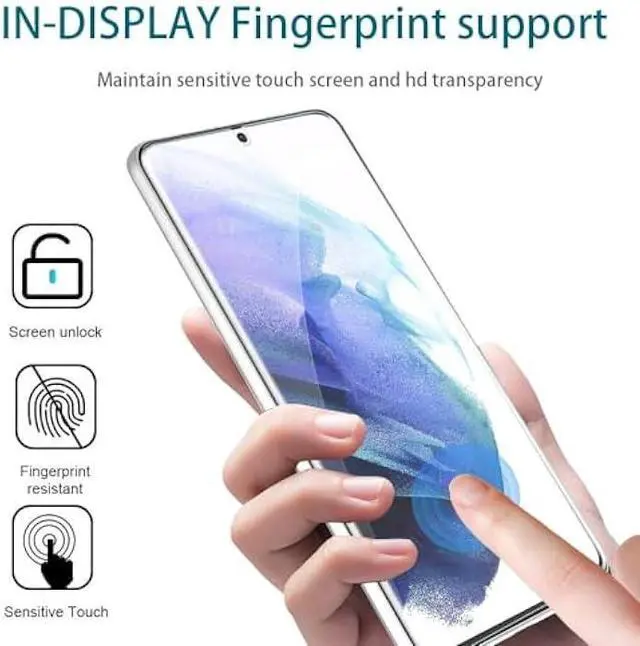 Alt view image 3 of 6 - MP-MALL 4 Pack 2 Pack Flexible TPU Film Screen Protector and 2 Pack Camera Lens Protector Designed for Samsung Galaxy S21 Plus 5G 6.7-inch, Support Ultrasonic Fingerprint