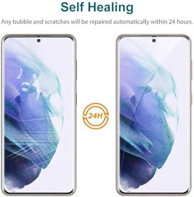 Alt view image 5 of 6 - MP-MALL 4 Pack 2 Pack Flexible TPU Film Screen Protector and 2 Pack Camera Lens Protector Designed for Samsung Galaxy S21 Plus 5G 6.7-inch, Support Ultrasonic Fingerprint