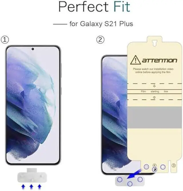 Alt view image 2 of 6 - MP-MALL 4 Pack 2 Pack Flexible TPU Film Screen Protector and 2 Pack Camera Lens Protector Designed for Samsung Galaxy S21 Plus 5G 6.7-inch, Support Ultrasonic Fingerprint