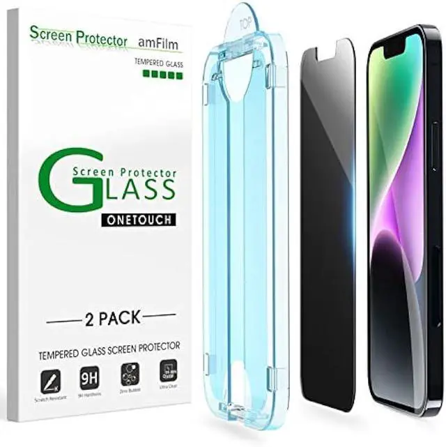 Main image of amFilm Auto-Alignment OneTouch for iPhone 14 Plus/iPhone 13 Pro Max [6.7''] privacy Screen Protector,Tempered Glass, 30 seconds Installation, Bubble Free, Case Friendly, Anti-Scratch [2Pack]