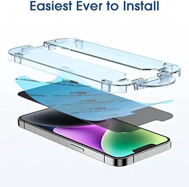 Alt view image 4 of 5 - amFilm Auto-Alignment OneTouch for iPhone 14 Plus/iPhone 13 Pro Max [6.7''] privacy Screen Protector,Tempered Glass, 30 seconds Installation, Bubble Free, Case Friendly, Anti-Scratch [2Pack]