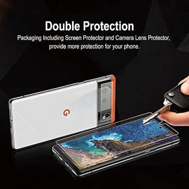 Alt view image 6 of 6 - Pixel 6 Screen Protector Tempered Glass with Camera Lens Protector for Google Pixel 6 [Fingerprint Unlock][Anti-Scratch][6.4 Inch][2+ 2 Pack ]
