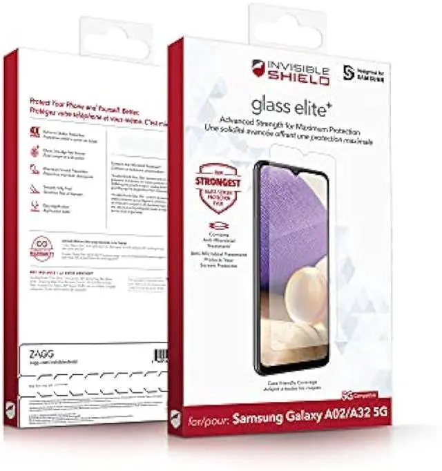 Alt view image 3 of 3 - Invisible Shield ZAGG InvisibleShield Glass Elite Plus - Advanced Strength for Maximum Protection - for Samsung Galaxy A02 and A32 5G, clear, 200107295