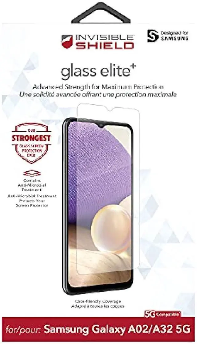 Alt view image 2 of 3 - Invisible Shield ZAGG InvisibleShield Glass Elite Plus - Advanced Strength for Maximum Protection - for Samsung Galaxy A02 and A32 5G, clear, 200107295
