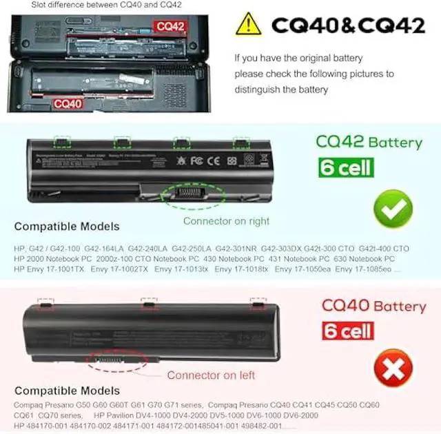 Alt view image 2 of 5 - Spare 593553-001 593554-001 MU06 MU09 Laptop Battery for HP Pavilion DM4 G4 G6 G7 DV3-4000 DV5-2000 DV6-3000 DV7-6000 Compaq Presario CQ32 CQ42 CQ43 435 436 HSTNN-Q62C HSTNN-CBOW HSTNN-IB0N