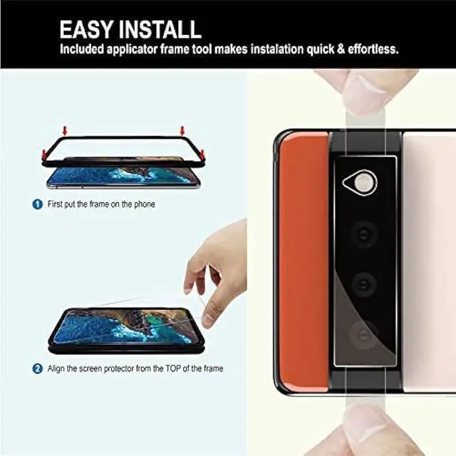 Alt view image 3 of 6 - Pixel 6 Screen Protector Tempered Glass with Camera Lens Protector for Google Pixel 6 [Fingerprint Unlock][Anti-Scratch][6.4 Inch][2+ 2 Pack ]