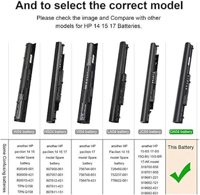 Alt view image 7 of 7 - Fancy Buying 38Wh OA03 OA04 Laptop Battery for HP Spare 751906-541 746641-001 740715-001 746458-421 240 G2 250 G3 HSTNN-LB5Y CQ14 CQ15 15-r015dx 15-g019wm 15-g012dx 15-g029wm 15-d069wm
