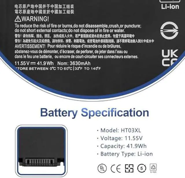 Alt view image 2 of 6 - HT03XL L11119-855 Laptop Battery for HP Pavilion 14-CE 14-CF 14-DF 15-CS 15-DA 15-DB 15-DW 17-CA 17-by Series 15-CS0053CL 15-DA0014DX 15-DW0033NR L11421-542 L11421-2C2 HSTNN-UB7J HT03041XL HSTNN-DB8R