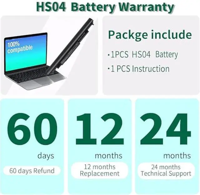 Alt view image 5 of 5 - 807956-001 HS03 HS04 Battery for HP Pavilion 15-BA 15-AY 15-AC 15-AF 17-X Series 15-ba079dx 15-ba009dx 15-ay009dx 15-ay011nr 15-ay014dx 15-ay041wm 15-ac121dx 15-af131dx 17-x037cl 17-x115dx 17-x051nr