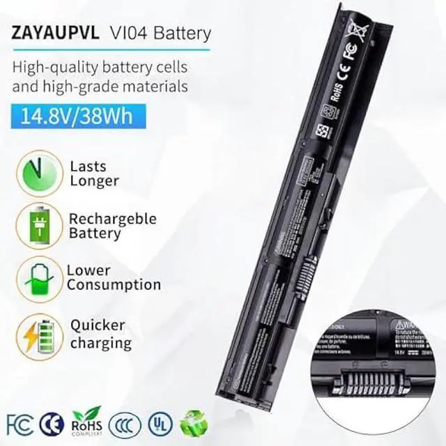 Alt view image 2 of 6 - VI04 Notebook Battery for HP Spare 756743-001 756478-851 756744-001 756478-421 756478-422 VI04041 VI04XL VI04041-CL HSTNN-LB6I HSTNN-C82C ProBook 450 G2 Pavilion 15-P226NR 15-P213CL Envy M7-K111DX