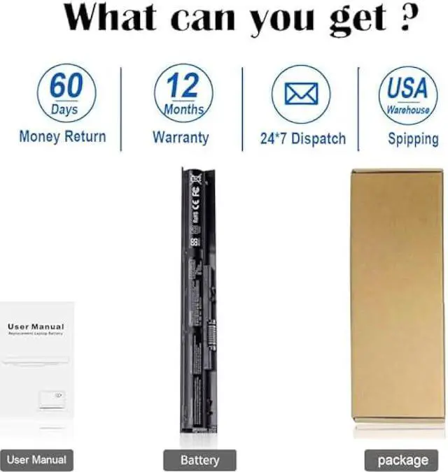 Alt view image 6 of 6 - VI04 Notebook Battery for HP Spare 756743-001 756478-851 756744-001 756478-421 756478-422 VI04041 VI04XL VI04041-CL HSTNN-LB6I HSTNN-C82C ProBook 450 G2 Pavilion 15-P226NR 15-P213CL Envy M7-K111DX