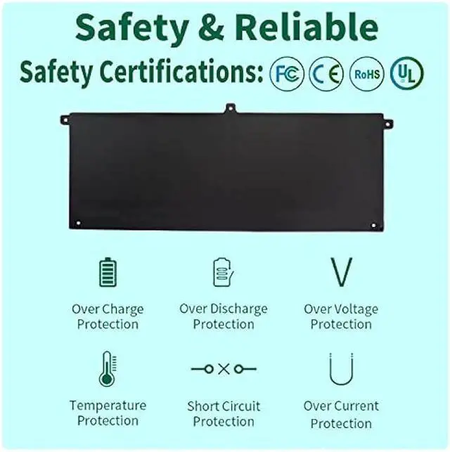 Alt view image 3 of 5 - 53Wh H5CKD 15V Battery Replacement for Dell Inspiron 5400 5406 7405 7300 7306 7500 7506 2-in-1 Silver 5300 5301 5401 5402 5408 5409 5501 5502 5508 5509 Series Latitude 3410 3510 Vostro 5300 5301 7T8CD