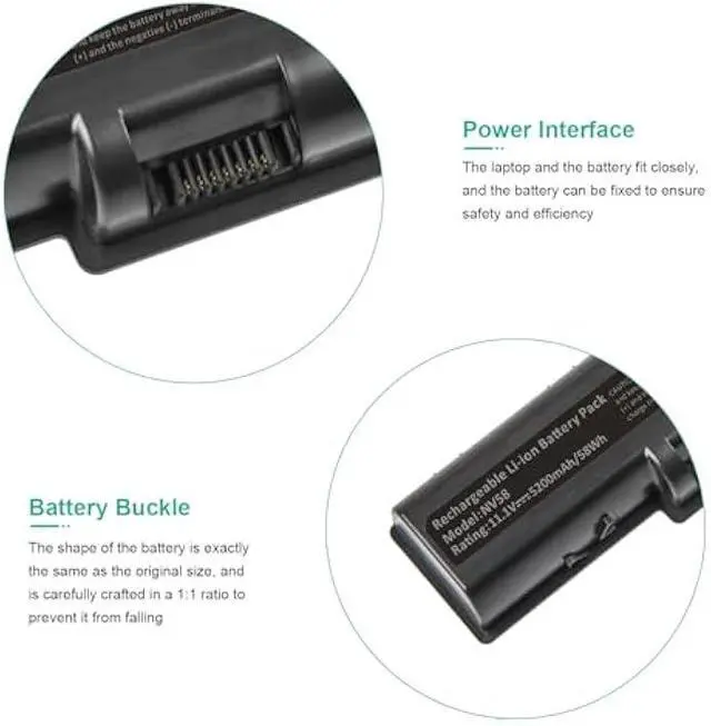 Alt view image 3 of 7 - TREE.NB Laptop Battery for Gateway NV52 NV53 NV54, AS09A31 AS09A61 AS09A51 AS09A41 AS09A71 AS09A75 Aspire 5532 5732Z eMachines E725 E525 E627 [6 Cells/5200mAh/58wh]