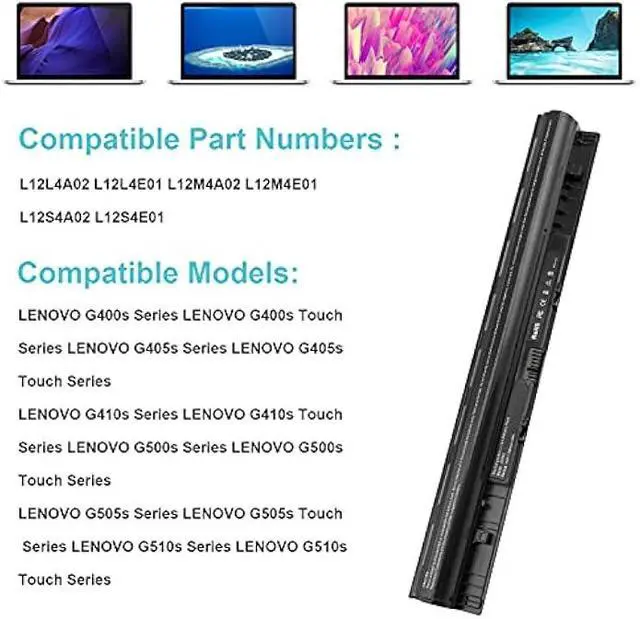 Alt view image 6 of 6 - L12L4E01 G400S Laptop Battery for Lenovo G50 G50-30 G50-45 G50-70 G50-80 G405s G410s S410P S510P G500s G505s G510s Z710 L12S4E01 L12S4A02 L12M4A02 4ICR17/65 Z710p Z70-70 Z70-80 Z50 Z710 Z50-75