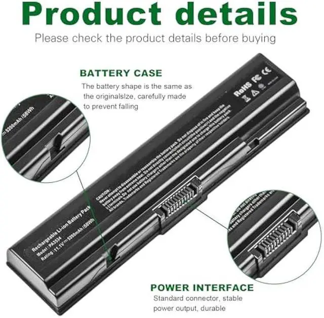 Alt view image 2 of 6 - Futurebatt Laptop Battery 5200mAh for PA3534U-1BRS Toshiba Satellite A200 A205 A210 A215 A300 A300D A305 A305D L200 A215-S4697 A505-S6012 A505-S6016