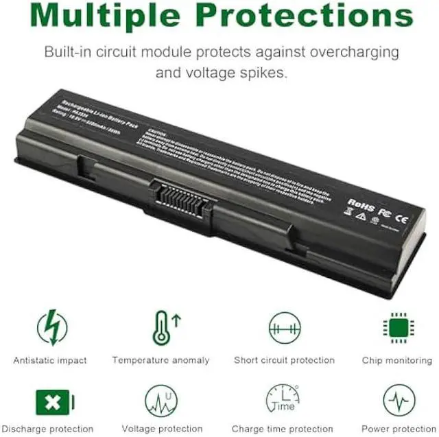 Alt view image 3 of 6 - Futurebatt Laptop Battery 5200mAh for PA3534U-1BRS Toshiba Satellite A200 A205 A210 A215 A300 A300D A305 A305D L200 A215-S4697 A505-S6012 A505-S6016