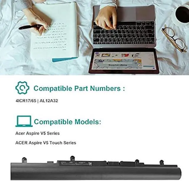 Alt view image 5 of 6 - Fancy Buying AL12A32 AL12A72 Laptop Battery Replacement for Acer Aspire V5 V5-431 V5-471 V5-471P V5-531 V5-571 V5-571P V5-571-6605 E1 E1-522 E1-532 E1-572 E1-572G E1-510 E1-510P 4ICR17/65