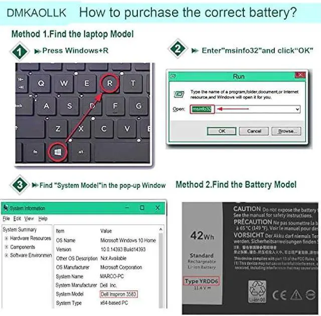 Alt view image 4 of 6 - 42Wh YRDD6 Battery for Dell inspiron 15 3000 Series 3583 3593 3582 3584 3501,inspiron 15 5000 Series 5582 5584 5593 5594 5598 5585 14 3493 5481 5482 5485 5491 5493 7586 Vostro 5481 1VX1H P93G P75F