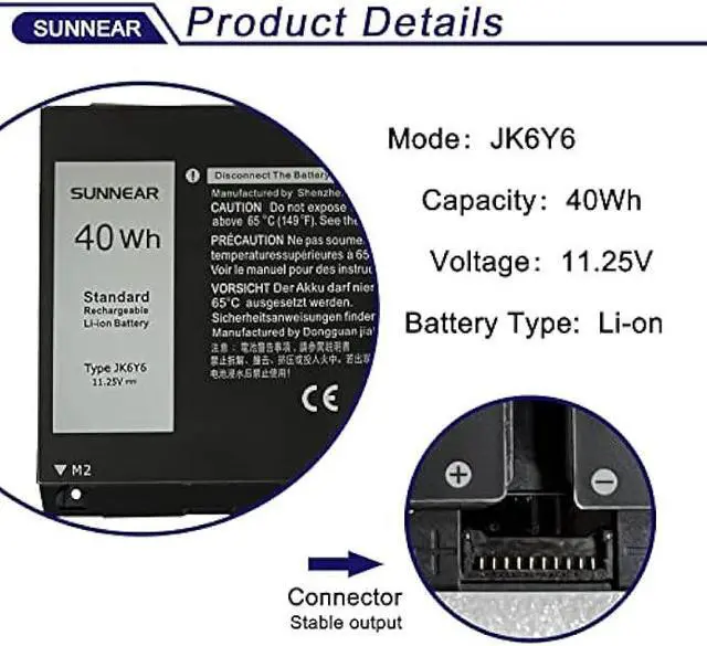 Alt view image 2 of 6 - JK6Y6 Laptop Battery Replacement for Dell Latitude 3410 3510 Vostro 5300 5401 5501 Inspiron 5300 5401 5402 5408 5409 5508 5400 5406 7405 7300 7500 2-in-1 Silver Series H5CKD 0C5KG6 0CF5RH