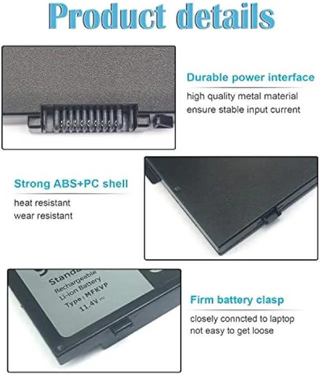 Alt view image 5 of 7 - 91Wh MFKVP GR5D3 Battery for Dell Precision 15 7510 7520 M7510 17 7710 7720 M7710 Series M28DH 1G9VM T05W1 0FNY7 TWCPG 451-BBSF 451-BBSB