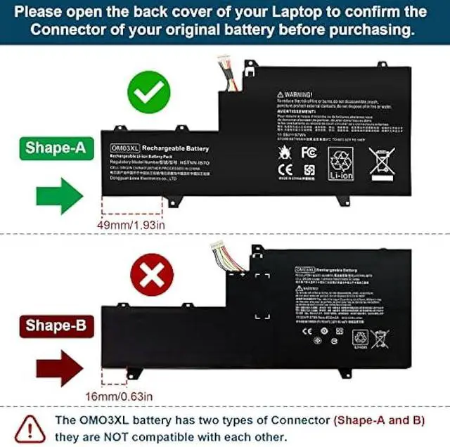 Alt view image 2 of 6 - Futurebatt OM03XL HSTNN-IB7O 863167-171 Laptop Battery Compatible with HP EliteBook x360 1030 G2 Series Notebook.HP OM03XL 3057XL 863167-1B1 863167-171 863280-855 HSN-I04C HSTNN-IB70 HSTNN-IB7O