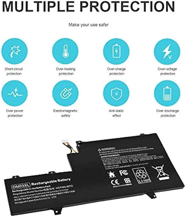 Alt view image 4 of 6 - Futurebatt OM03XL HSTNN-IB7O 863167-171 Laptop Battery Compatible with HP EliteBook x360 1030 G2 Series Notebook.HP OM03XL 3057XL 863167-1B1 863167-171 863280-855 HSN-I04C HSTNN-IB70 HSTNN-IB7O