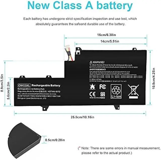 Alt view image 5 of 6 - Futurebatt OM03XL HSTNN-IB7O 863167-171 Laptop Battery Compatible with HP EliteBook x360 1030 G2 Series Notebook.HP OM03XL 3057XL 863167-1B1 863167-171 863280-855 HSN-I04C HSTNN-IB70 HSTNN-IB7O