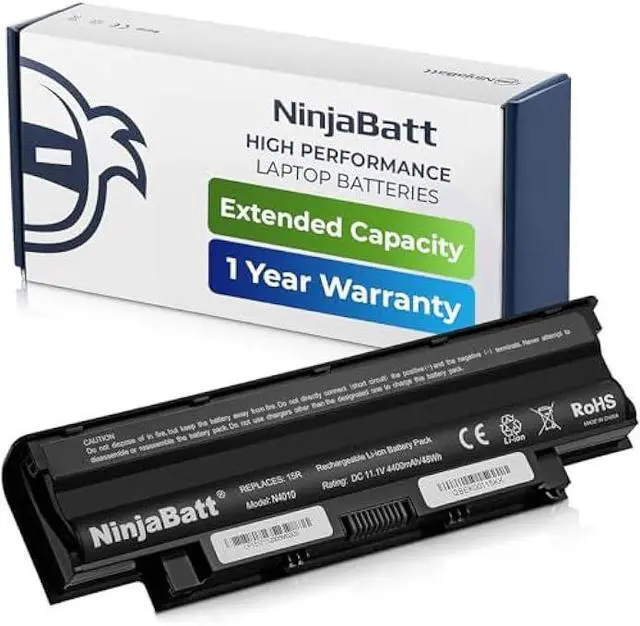 Main image of NinjaBatt Battery for Dell J1KND N7110 N5010 N4110 N7010 3750 N5110 N4050 9T48V M5030 N5030 3550 N5050 N5040 3520 17R 1540 4T7JN P20G N4010 3420 M5040 15R - High Performance [6 Cells/4400mAh]