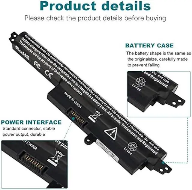 Alt view image 2 of 6 - Fancy Buying A31N1302 Laptop Battery for Asus Vivobook X200CA X200M X200MA F200CA 11.6 Series Notebook MA Ultrabooks A3INI302 A31LMH2 A31LM9H 0B110-00240100E X200CA-R1 11.1V/2200mAH