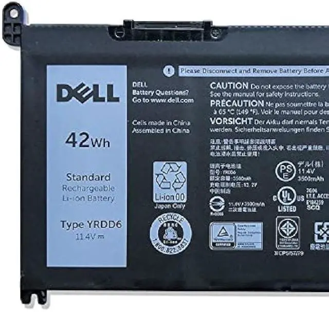 Alt view image 2 of 4 - DELL YRDD6 Laptop Battery for replaceable Dell Inspiron 7586 5482 5485 5491 3310 2-in-1 3493 3582 3593 3793 5493 5593 5480 5590 5591 5594 5598 15 3583 3584 Vostro 3491 5481 5581 5490 5590 VM732