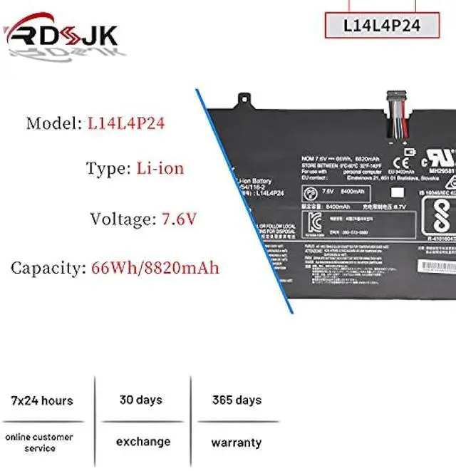 Alt view image 2 of 7 - L14L4P24 L14M4P24 Laptop Battery for Lenovo Yoga 900 900-13ISK 900-131SK 900-13ISK2 900-IFI 900-ISE Yoga 3 Pro 4Pro 4 Pro 900 900-13ISK 80MK 80SD 900-13ISK2 80UE Series 5B10H43261 5B10H55224 7.5V 66Wh