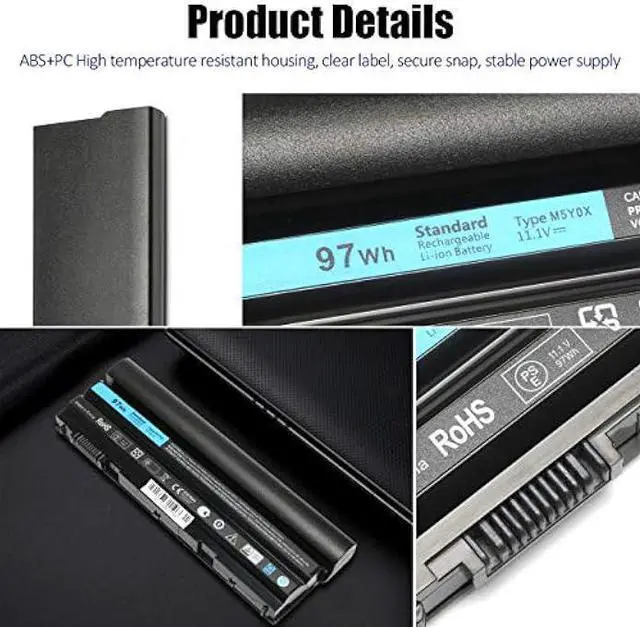 Alt view image 3 of 7 - 11.1V 97Wh 9cell Replacement Laptop Battery for Dell Latitude E6420 E6520 E6430 E6440 E6530 E6520 E5420 E5520 E5430 E5530, Compatible P/N: 2P2MJ M5Y0X T54FJ PRV1Y HCJWT 7FJ92 312-1325 312-1165