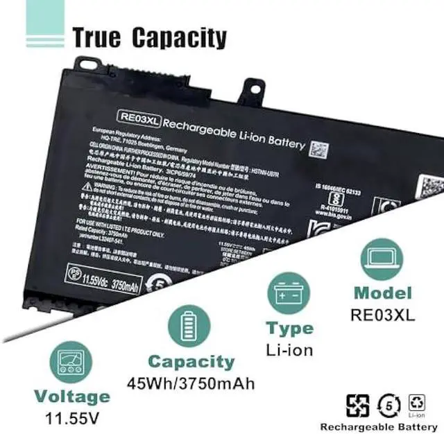 Alt view image 2 of 7 - RE03XL L32656-005 Laptop Battery Replacement for HP ProBook 450 G6 450 G7 440 G6 430 445 455R G6 430 440 445 G7 Serie for hp probook 450 g6 Battery
