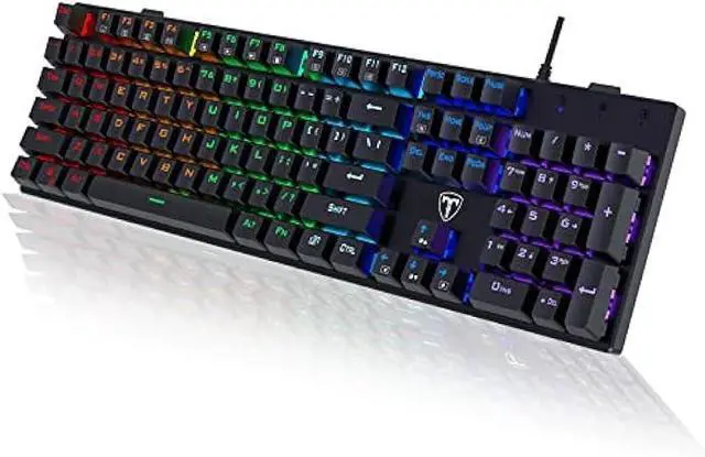 Main image of RisoPhy Mechanical Gaming Keyboard, RGB 104 Keys Ultra-Slim LED Backlit USB Wired Keyboard with Blue Switch, Durable Abs Keycaps/Anti-Ghosting/Spill-Resistant Computer Keyboard for PC Mac Xbox Gamer