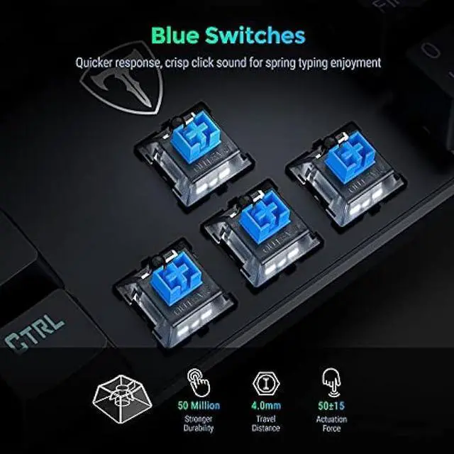 Alt view image 3 of 5 - RisoPhy Mechanical Gaming Keyboard, RGB 104 Keys Ultra-Slim LED Backlit USB Wired Keyboard with Blue Switch, Durable Abs Keycaps/Anti-Ghosting/Spill-Resistant Computer Keyboard for PC Mac Xbox Gamer