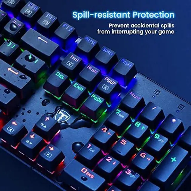 Alt view image 5 of 5 - RisoPhy Mechanical Gaming Keyboard, RGB 104 Keys Ultra-Slim LED Backlit USB Wired Keyboard with Blue Switch, Durable Abs Keycaps/Anti-Ghosting/Spill-Resistant Computer Keyboard for PC Mac Xbox Gamer