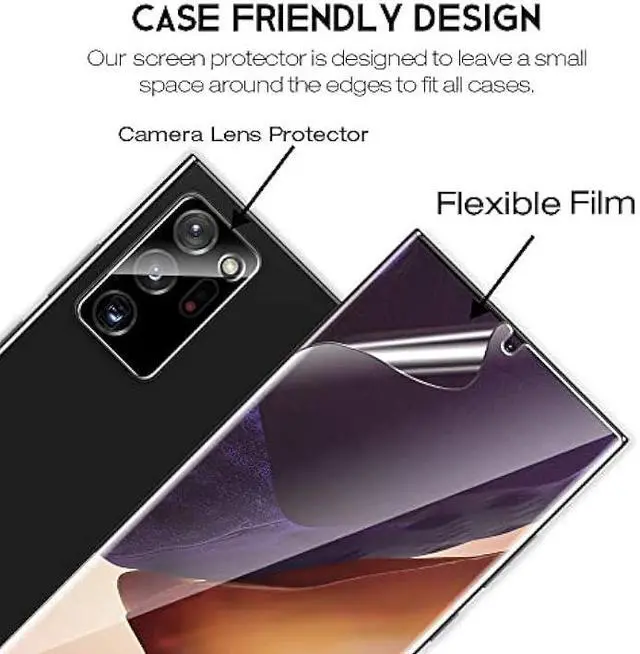 Alt view image 4 of 5 - LK 2 Pack Screen Protector for Samsung Galaxy Note 20 Ultra 5G 6.9 inch, 2 Pack Camera Lens Protector, Positioning Tool, Fingerprint Reader Support, Flexible TPU Film